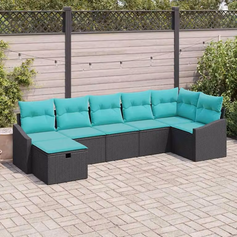 Maison Exclusive - Set divani con cuscini con contenitore Nero Poly-Rattan