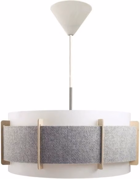 Lampada a sospensione Lux di KENDRA HOME in tessuto grigio e legno con altezza regolabile