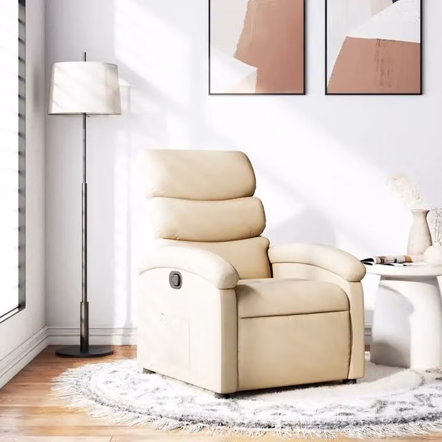 Poltrona Reclinabile Relax vidaXL in Tessuto Beige con Braccioli e Regolazione Manuale