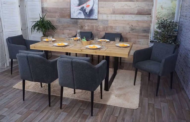 set di 6 sedie da pranzo HWC-H93, sedia da cucina poltrona sedia ~ tessuto/tessuto grigio scuro