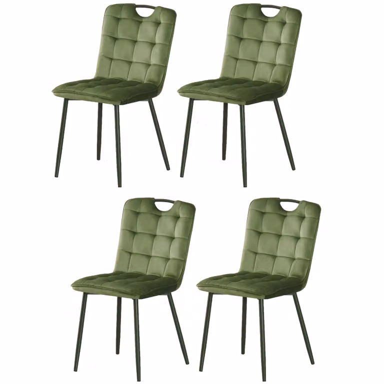 Sedia da pranzo MILINDA di Casa Dolce, set da 4, L47 x P58,5 x A86 cm, rivestimento in velluto, verde