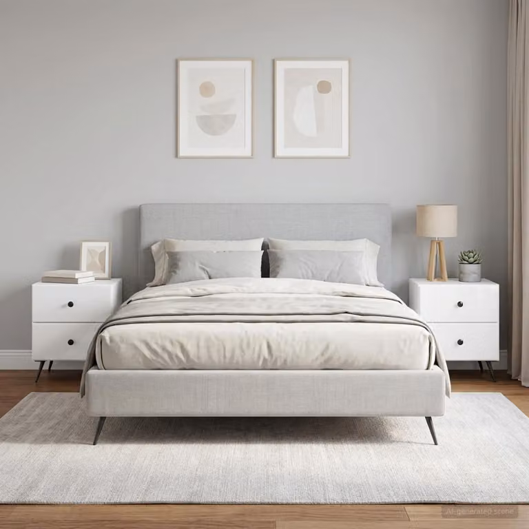 Set di 2 armadi da notte vidaXL in bianco lucido L: 43 cm, P: 34,5 cm, H: 47,5 cm