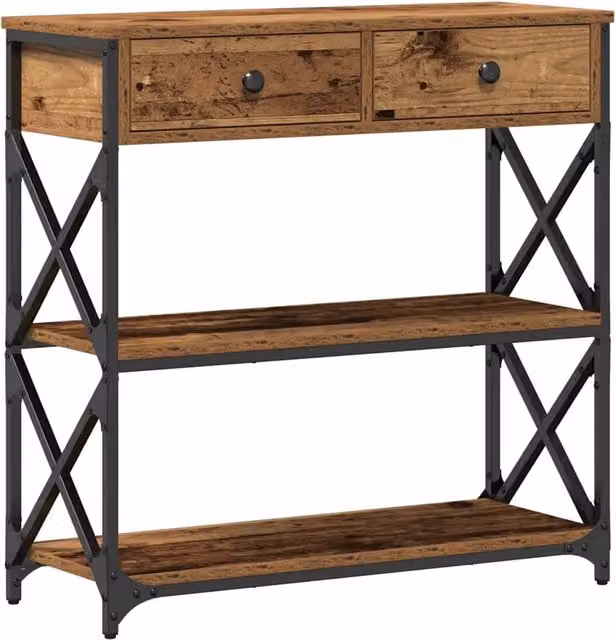 Tavolo Consolle d'Ingresso DESIGN IN in Legno Rustico Marrone L: 75 cm, P: 28 cm, H: 75 cm