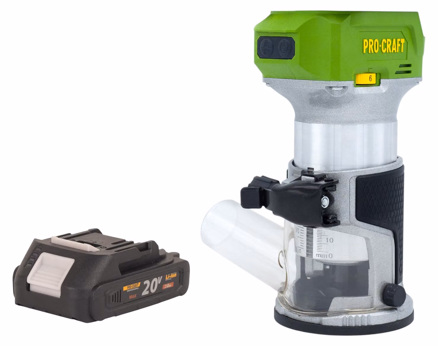 Fresatrice multifunzione a batteria Procraft POB24bb 20 V 6 / 8 mm Brushless + 1x batteria 2,0 Ah - senza caricabatteria