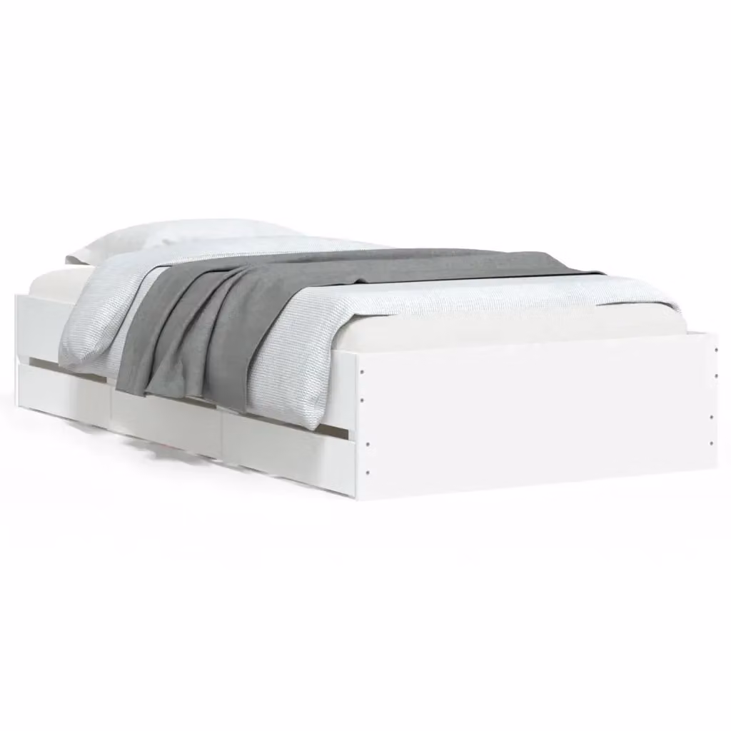vidaXL Giroletto con Cassetti Bianco in Legno Multistrato L/P/H: 190 x 90 x 33 cm – 2