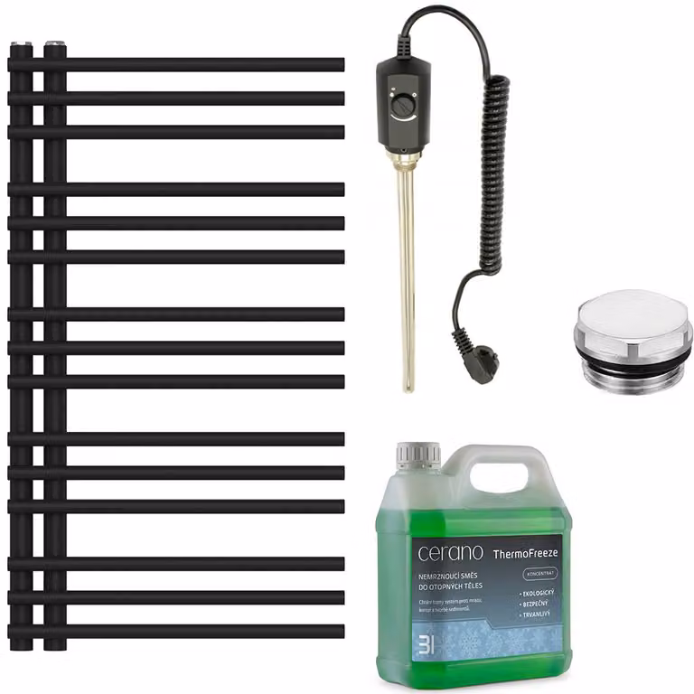 Kit radiatore elettrico da bagno Burke - L/P - 300W - nero opaco - 900x500 mm