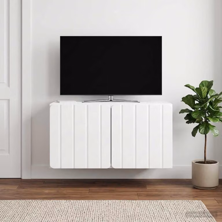vidaXL Mobile Porta TV da Muro Bianco Lucido L: 59,5 cm, P: 31 cm, H: 30 cm