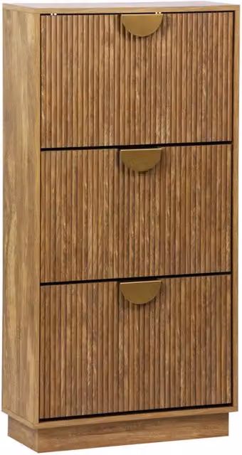 Scarpiera Sweeek in legno di mango marrone con 3 cassetti e design scanalato L: 121 cm, P: 25 cm, H: 60 cm – 1