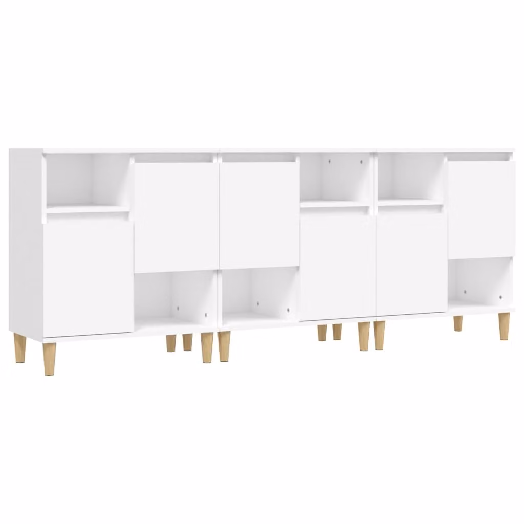 Credenze 3pz Bianche 60x35x70 cm in Legno Multistrato