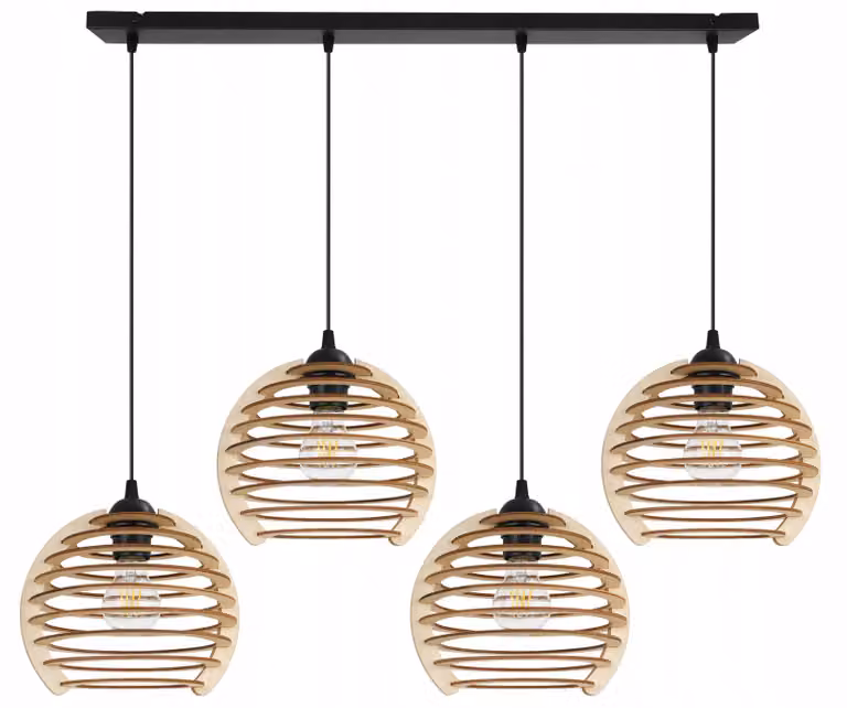 Lampada a sospensione, lampadario da soffitto, legno, paralume LED