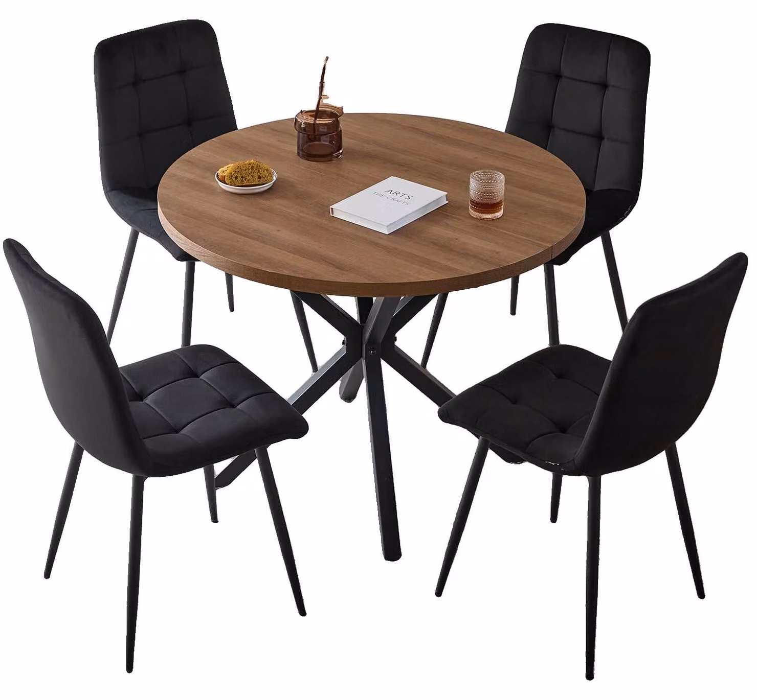 Sedie da pranzo, design moderno e minimalista, robuste gambe in metallo, set da 4 pezzi - nero