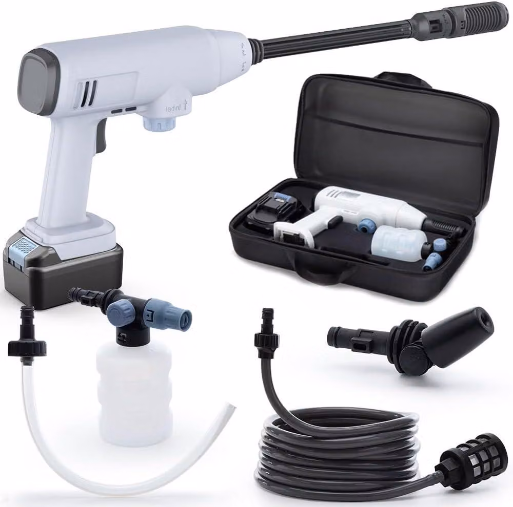 Pulitore ad alta pressione portatile – Pistola a spruzzo senza fili – Idropulitrice autoadescante da 30 bar con batteria da 21V