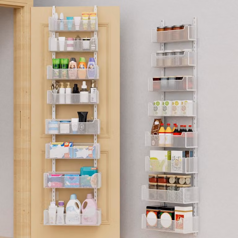 Organizzatore sopraporta con 8 ripiani regolabili, colore bianco