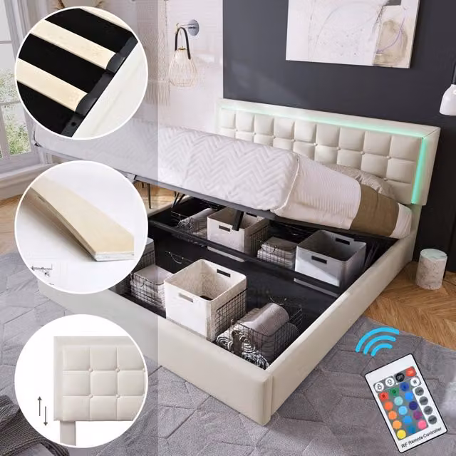 Letto contenitore 180x200 LED Bianco - Xylo