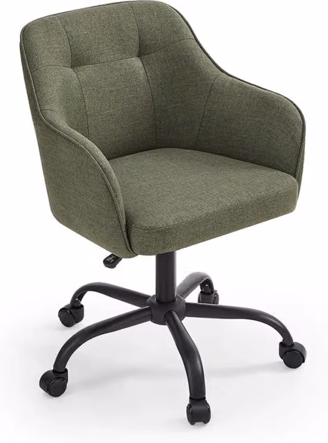 Sedia da ufficio sedia girevole seduta comoda ed ergonomica altezza regolabile portata 120 kg struttura in acciaio tessuto effetto lino verde 12_0005882