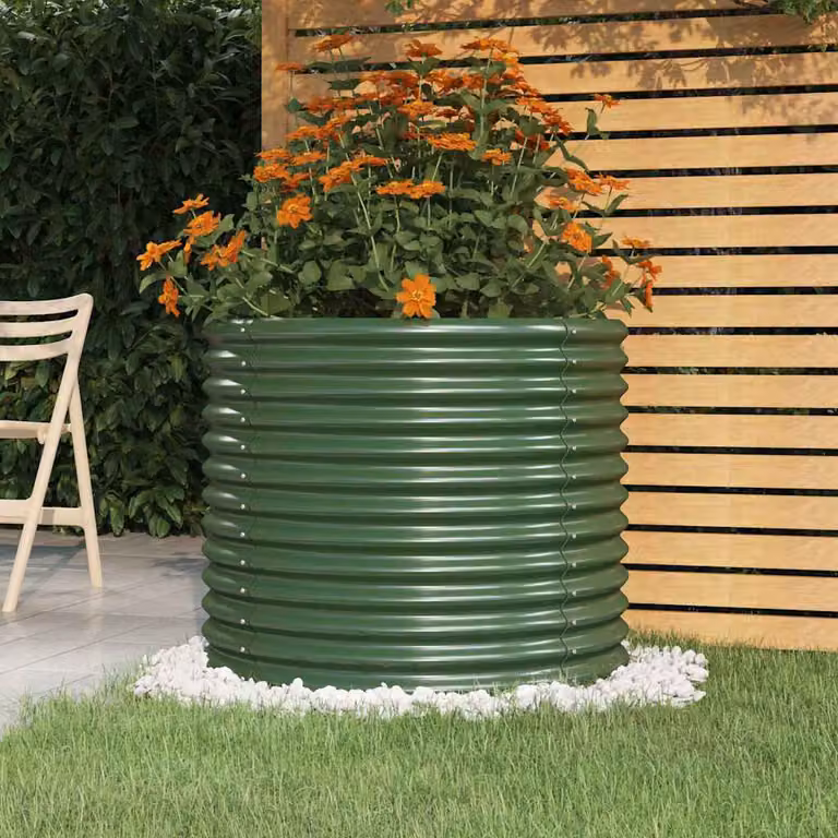 vidaXL Vaso da Giardino in Acciaio Zincato Verde L: 80 cm, P: 80 cm, H: 68 cm