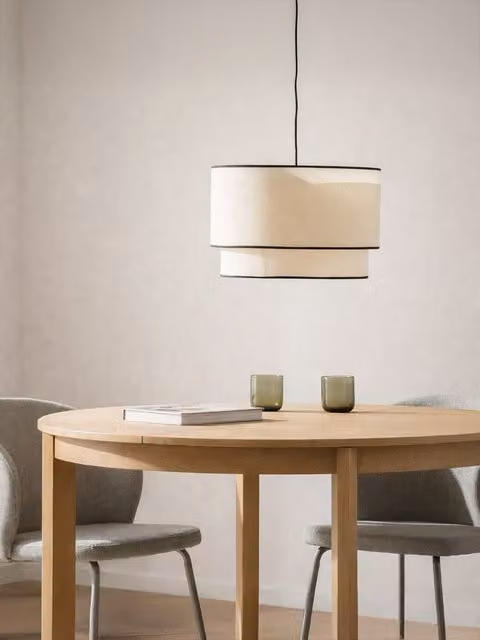 Lombok lampada a soffitto doppia in lino Kenay Home disponibile in bianco o beige