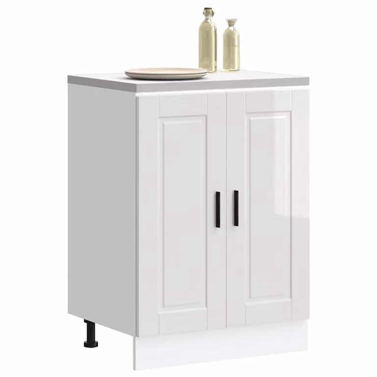 Base da cucina moderna vidaXL Bianco Lucido in MDF con ante a battente L 60,0 cm x P 46,0 cm x H 81,5 cm
