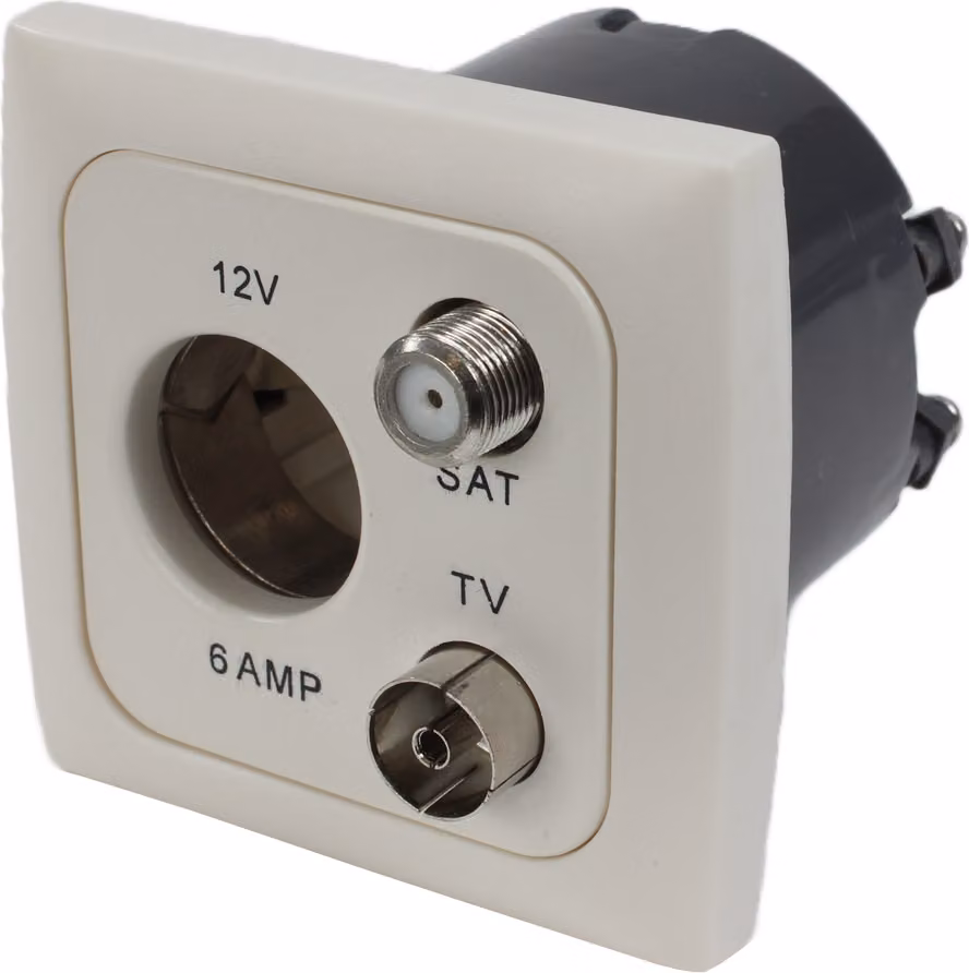 C-Line Presto Inprojal CBE Presa di corrente 12 volt TV satellitare + cornice + presa iso bianco