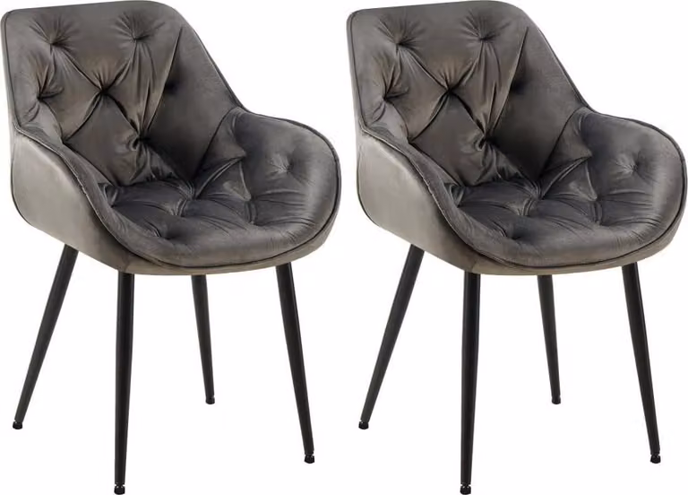 set di 2 sedie da pranzo in velluto - Set di sedie - Design moderno e comfort | Colore: antracite