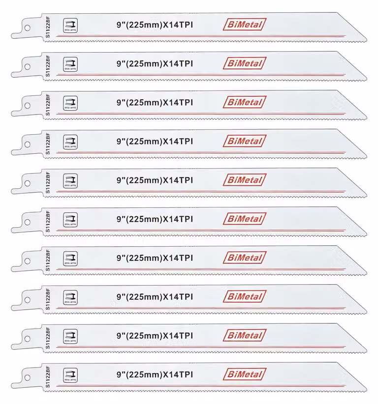10 lame per seghetto alternativo, lunghezza 225 mm, 14 denti per pollice