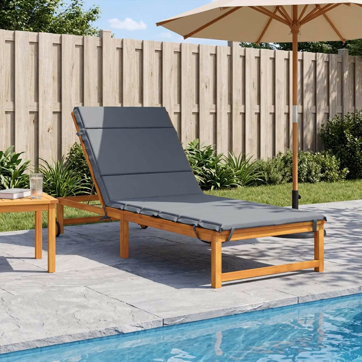 vidaXL Cuscino per Lettino GEMERT Blu in Poliestere con Rivestimento Lavabile L: 200 cm, P: 80 cm, H: 3 cm