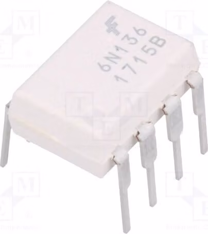 1 optoisolatore a montaggio su circuito stampato, Uce: 20V, 6N136M. Optoisolatore con 1 canale di uscita