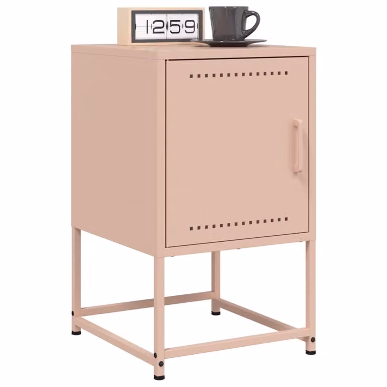 Set di 2 comodini vidaXL in metallo rosa con design industriale da appendere al muro, L: 36 cm, P: 39 cm, H: 60,5 cm