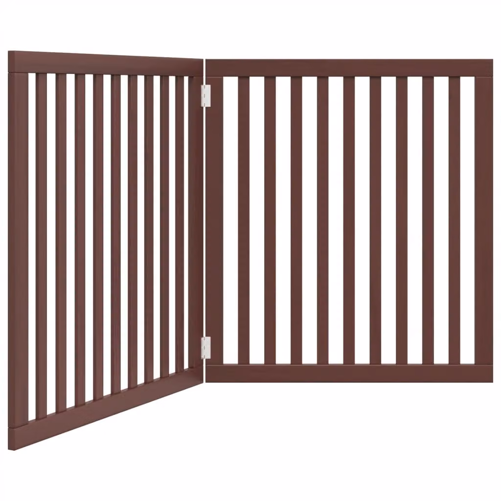 Cancello Cani Pieghevole 2 Pannelli Marrone 160cm Legno Pioppo