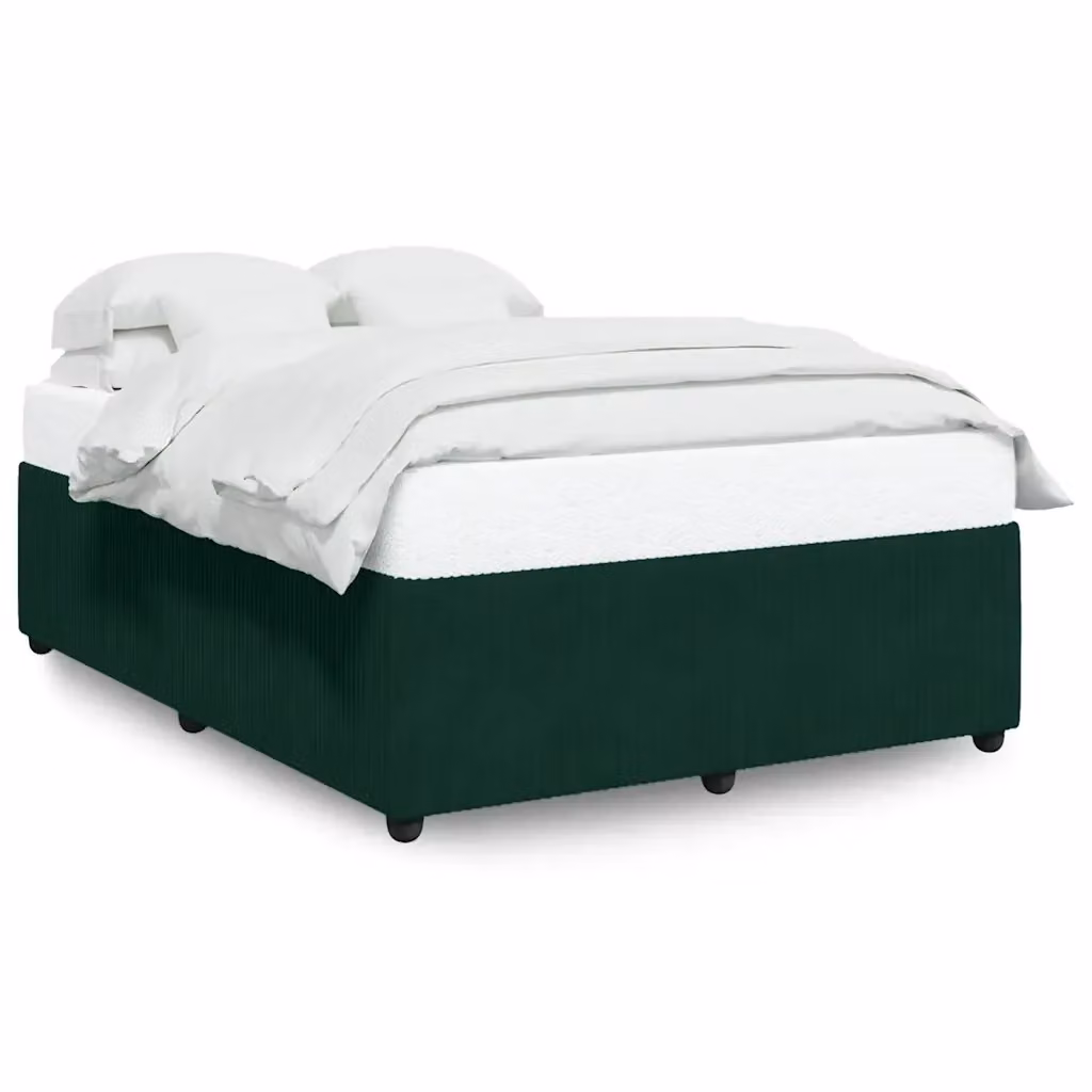 vidaXL Giroletto senza Materasso in Velluto Verde con Listelli in Legno L: 140 cm, P: 190 cm – 2