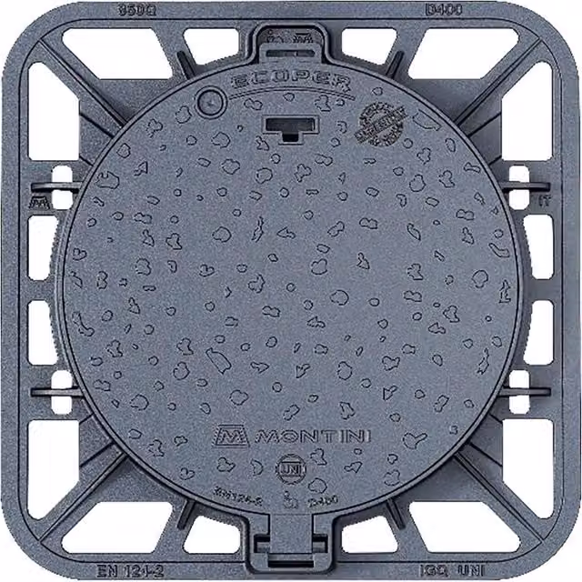 Chiusino in ghisa ECOPER Q Classe D400 grigio L: 85 cm x P: 85 cm con botola da 65 cm