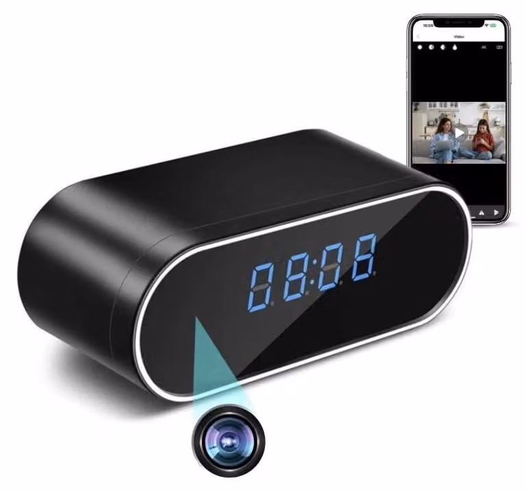 Mini Orologio Telecamera iUni IP07, Wi-Fi, Full HD, 160°, Visione Notturna, Visualizzazione Live su telefono, Slot per scheda