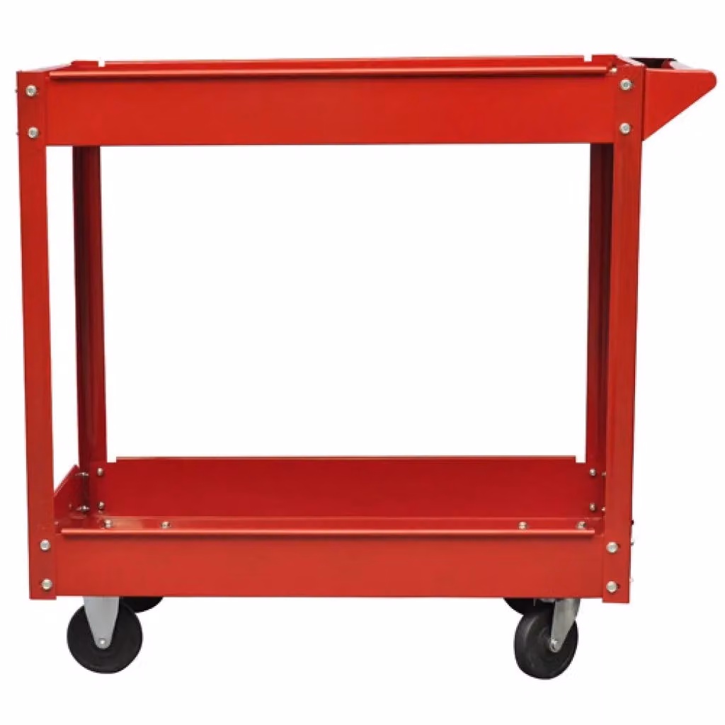 Carrello da officina in acciaio rosso con ruote e capacità di carico 100 kg L: 84 cm, P: 41 cm, H: 78 cm – 2