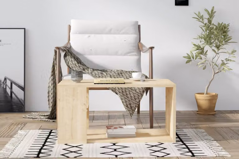 Solidchoice - Tavolino da caffè moderno in legno di quercia, 80 x 50 x 40 cm, con spazio extra per riporre oggetti
