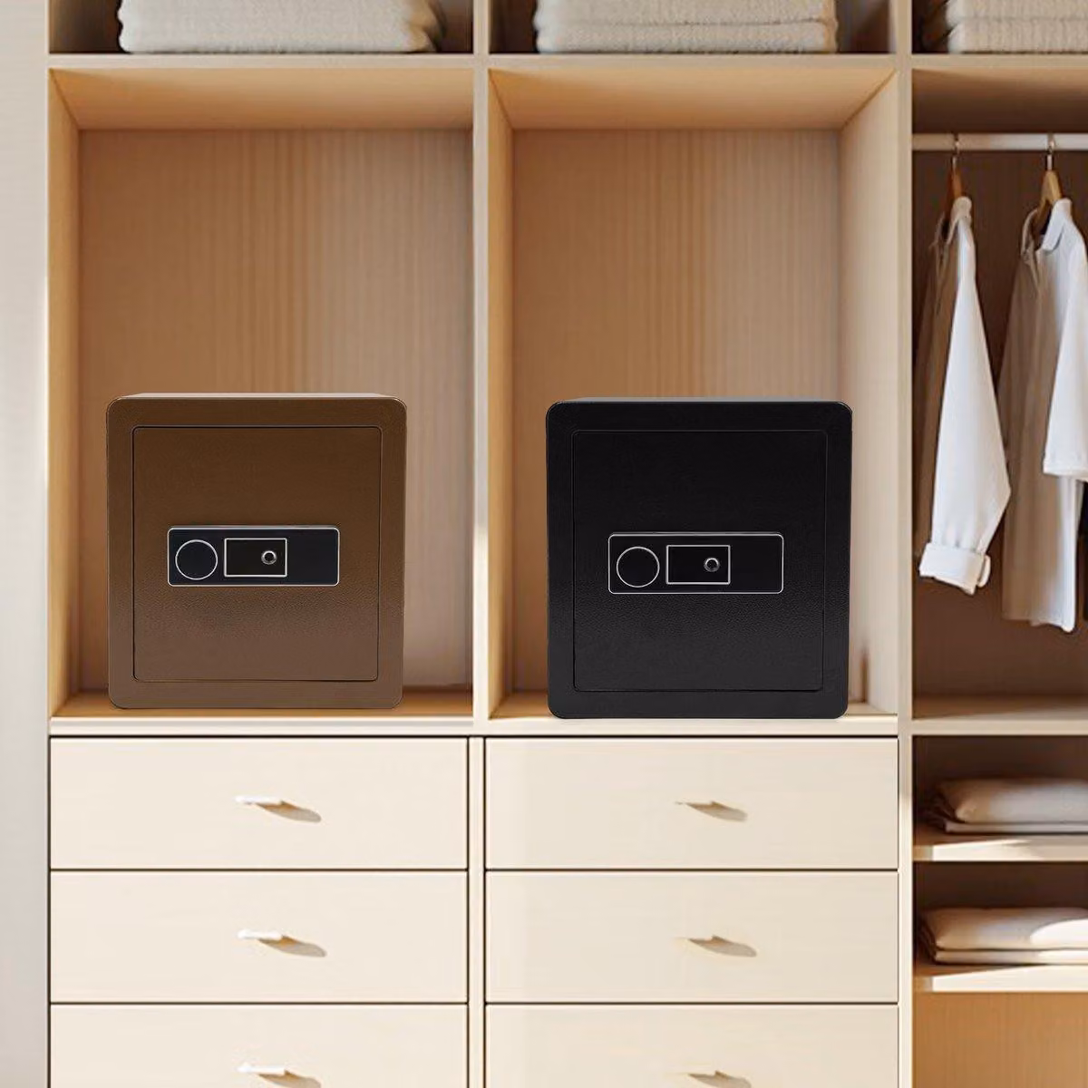 Cassaforte con impronta digitale - Colore: nero - Capacità: 45 litri - Cassaforte in acciaio per uso domestico e per ufficio