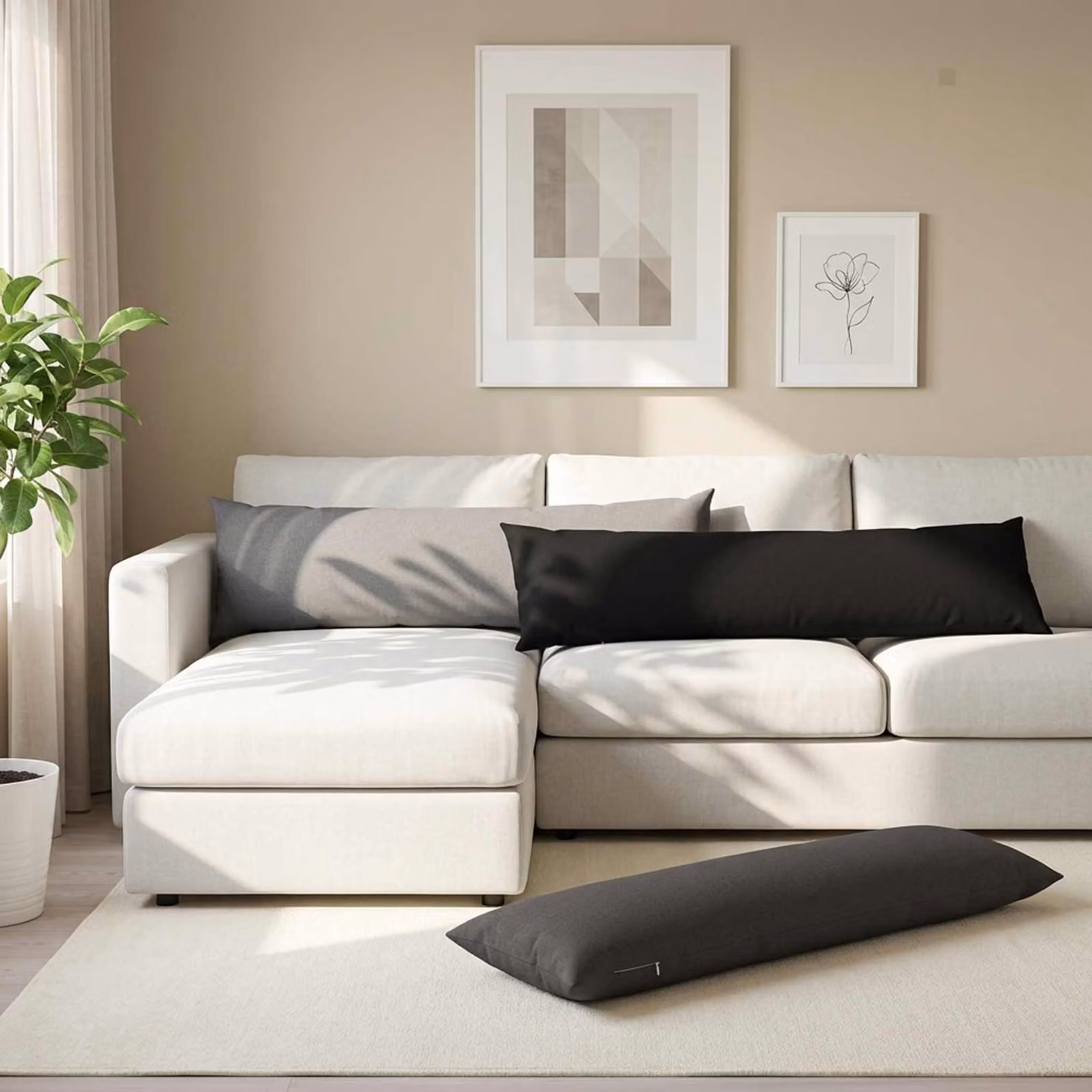 vidaXL Cuscino con cuscino HEERLEN Grigio Chiaro 40 x 145 cm Tessuto