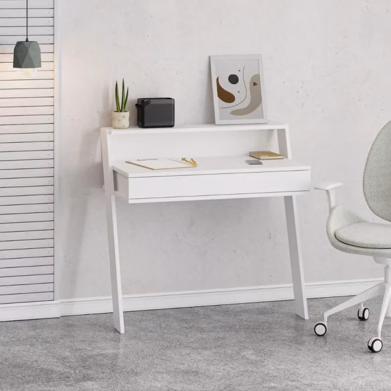 Scrivania da parete Cowork Effezeta Italia bianca con cassetto L: 94 cm – 2