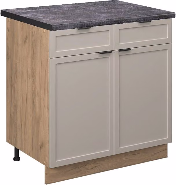 Mobiletto base per cucina Fame-Line GrigioBeige/Rovere dorato 80 cm, PL Antracite Vicco