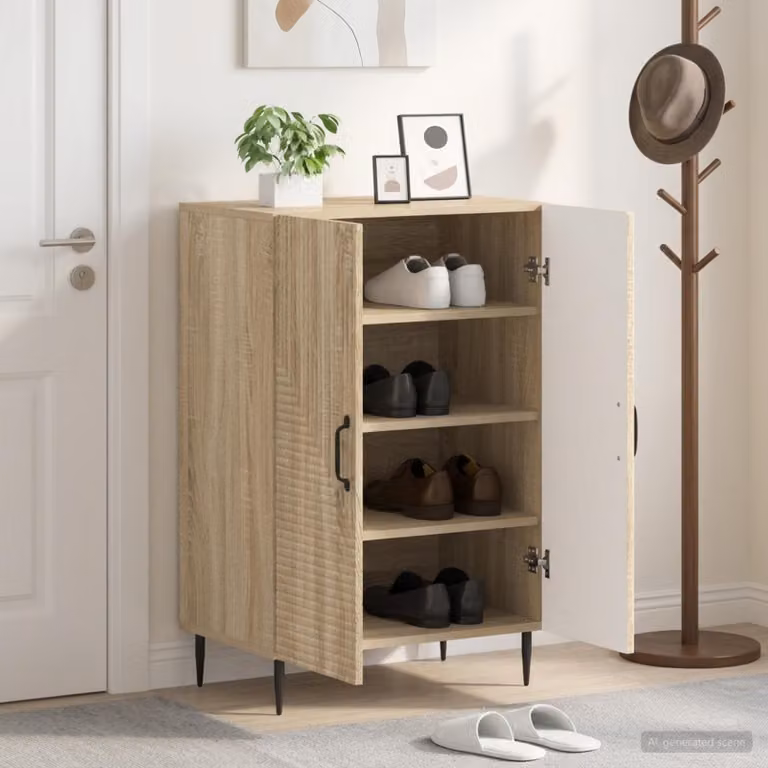 Mobile porta scarpe HAARLEM vidaXL in Rovere Sonoma, L: 59,5 cm, P: 39,5 cm, H: 89,5 cm
