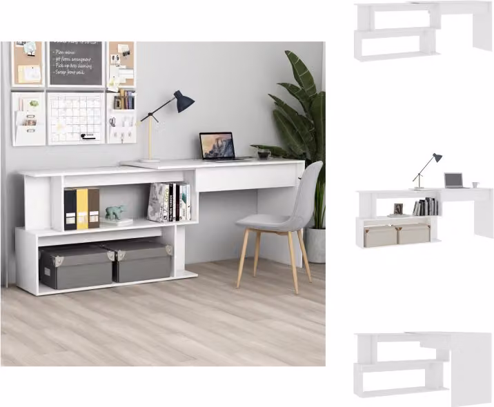 vidaXL Scrivania ad angolo bianca 200x50x76 cm in legno - Scrivanie