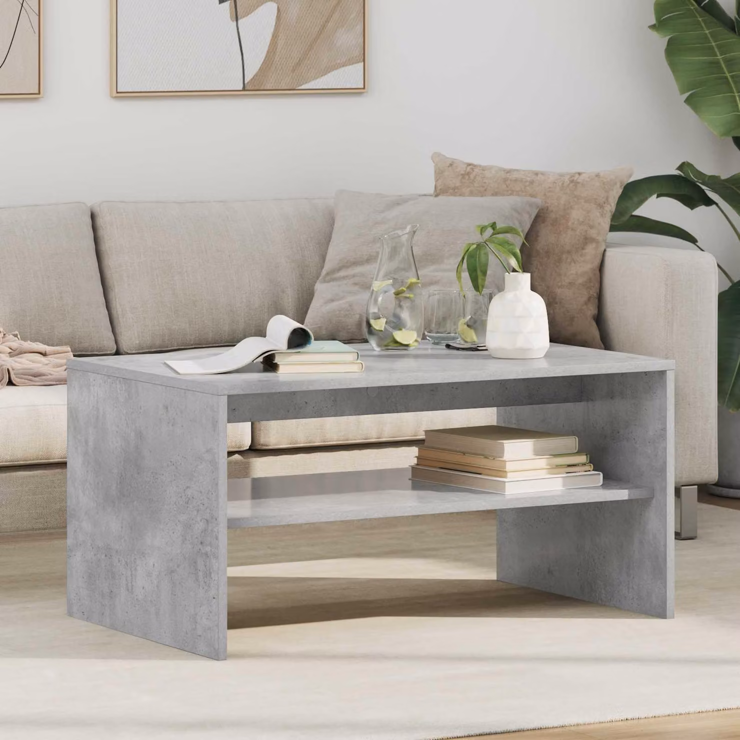 Maison Exclusive - Tavolino da caffè grigio cemento, 80 x 50 x 40 cm, realizzato in materiale composito di legno