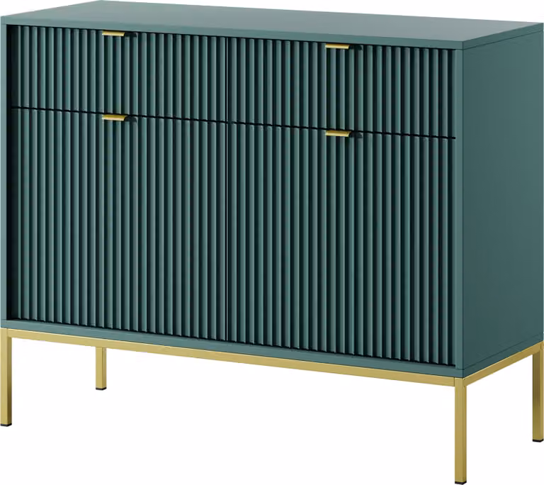 Cassettiera: 2 cassetti, 2 ante, Labrador, oro, 104 x 83 x 39 cm, maniglie oro