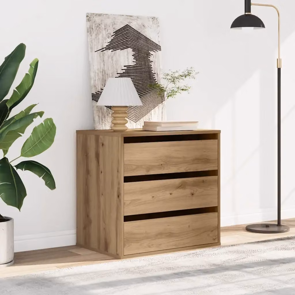 Cassettiera Angolare in Rovere Artigianale Marrone con Finitura Opaca L: 60 cm, P: 41 cm, H: 58 cm – 2