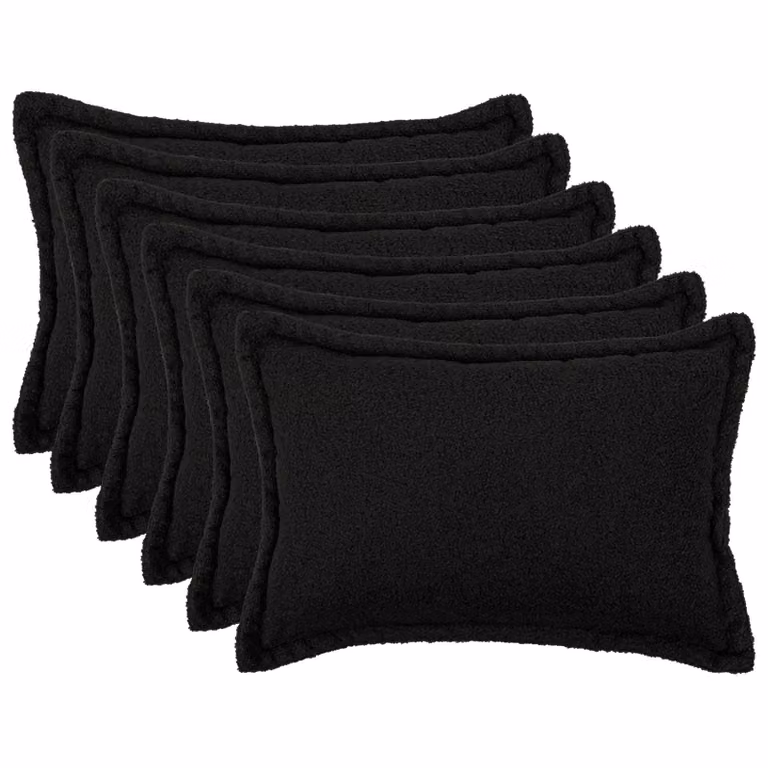 Set di 6 federe vidaXL HOUTEN in tessuto bouclé nero, L 50 cm x P 70 cm