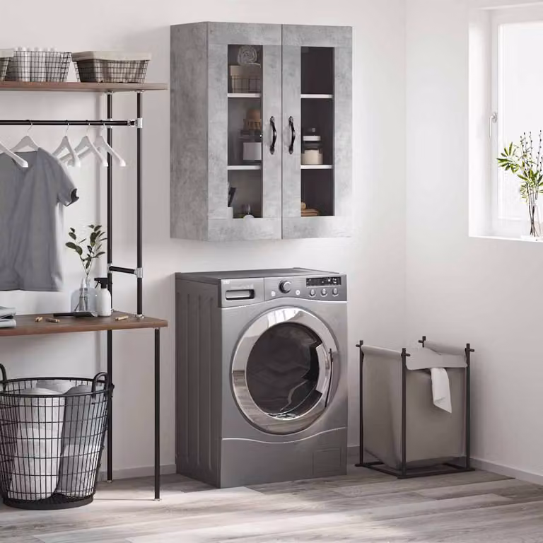 Mobile a parete vidaXL in stile moderno, Grigio Cemento, L: 69,5 cm, P: 34 cm, H: 90 cm
