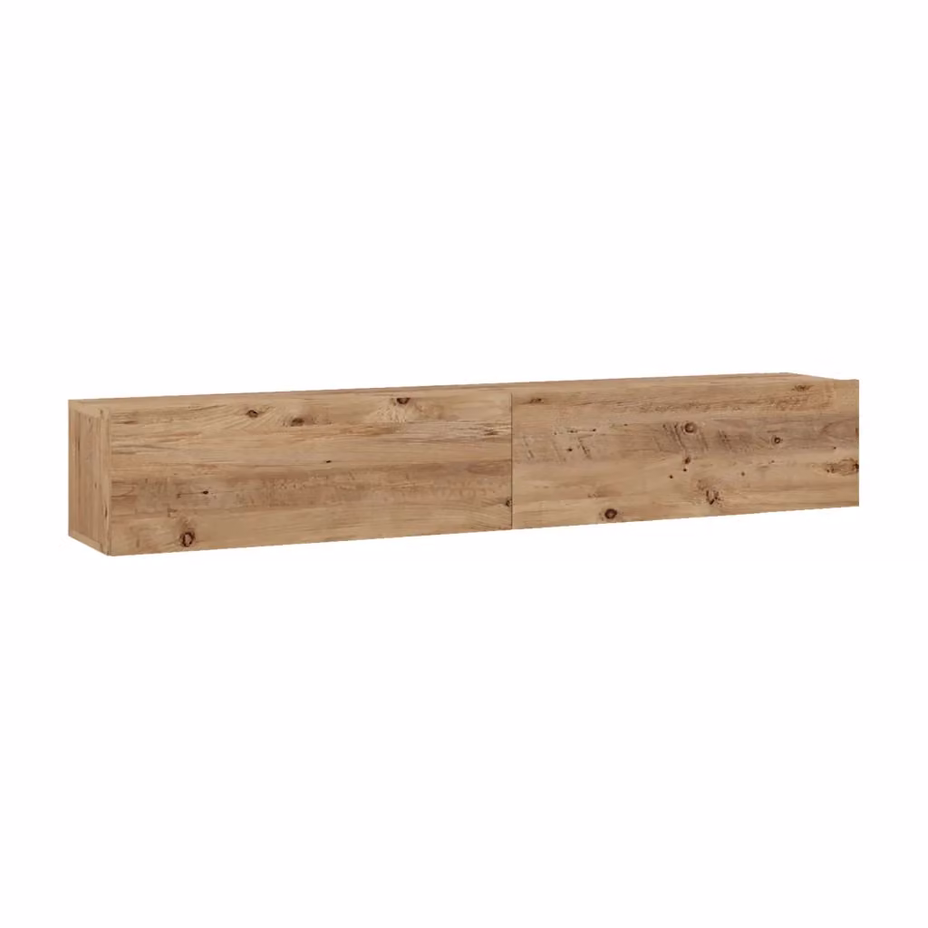 Mobile Porta TV Lapinlahti en.casa con 2 Ante a Ribalta, Consolle da Parete in Rovere Rustico, L: 180 cm, P: 31,5 cm, H: 29,5 cm – 2