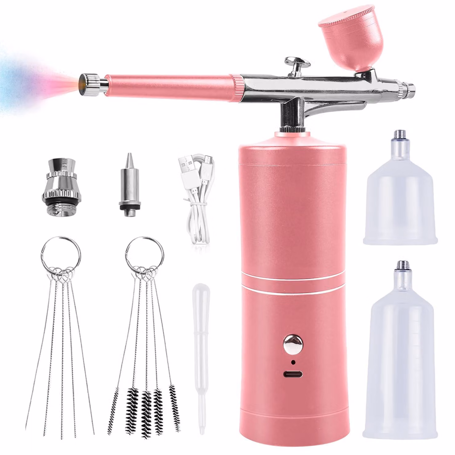 Kit per aerografo con compressore, senza fili, ugello da 0,3 mm, ricaricabile