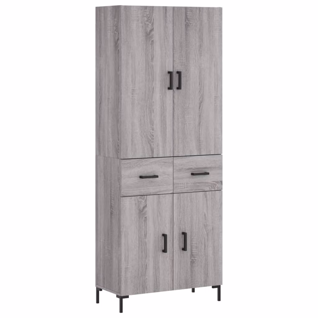 Credenza Grigio Sonoma 69,5x34x180 cm in Legno Multistrato
