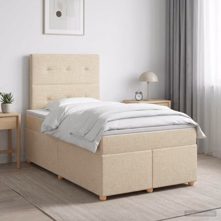 Maison Exclusive - Letto boxspring con materasso Crema 120 x 190 cm Tessuto