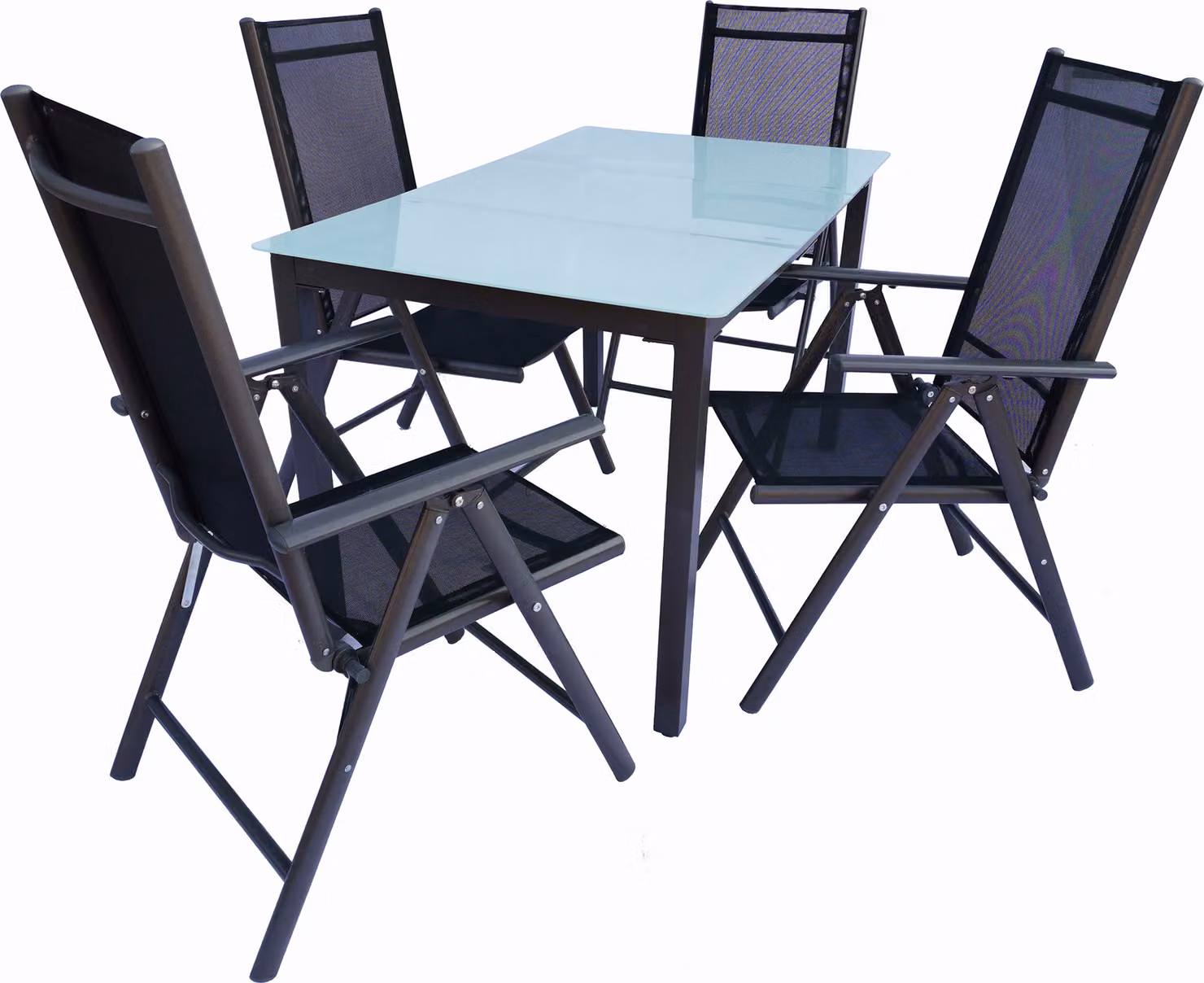 5 parti Set mobili da giardino | gruppo posti a sedere gruppo da pranzo | 1x tavolo, 4x sedie | dimensioni tavolo ca. H. 76 x W. 140 x D. 80 cm | Sedie 140 MA